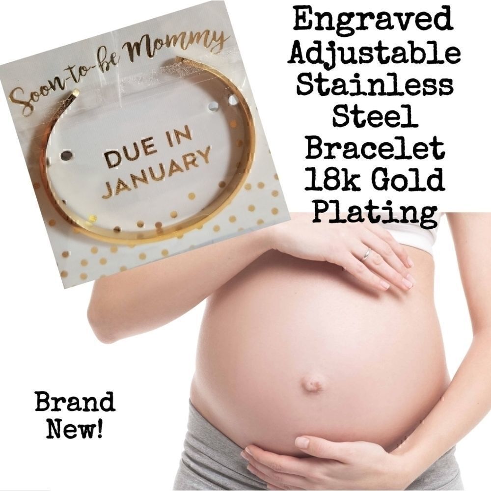 January Soon To Be Mommy Due In Engraved Bracelet